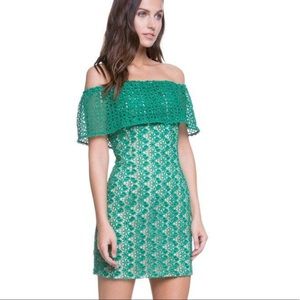 New Green lace off the shoulder cocktail dress